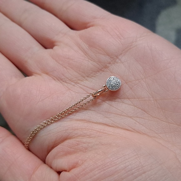 Monica Vinader Fiji Button Diamond Necklace, rose gold - Picture 3 of 10